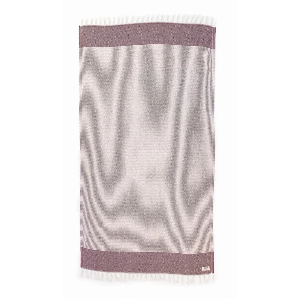 NWT Teema The Diamanté Turkish Beach Towel 70x38 Organic Cotton Burgundy Cream